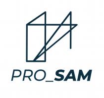Il marchio consiste nella parola PRO SAM PRO con il font Montserrat medium corsivo e SAM con il font Montsserrat ExtraBold