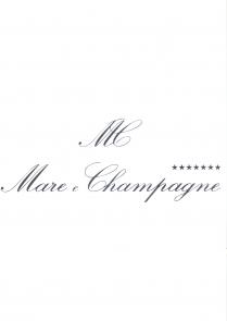 Il marchio è denominato MC Mare e Champagne. Sopra le lettere finali della parola Champagne sono disegnate sette stelline.