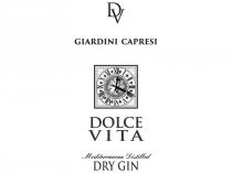 DV GIARDINI CAPRESI DOLCE VITA MEDITERRANEAN DISTILLED DRY GIN - Il marchio è costituito dalle lettere D e V in