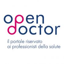 DENOMINAZIONE OPENDOCTOR traduzione = Dottore Aperto IN MINUSCOLO CON LETTERING BASATO SU FONT FUTURA PT . IL MARCHIO INCLUDE IL SIMBOLO