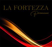 Il marchio è costituito da una scritta in alto: LA FORTEZZA Premium riprodotto in oro colato Pantone 8642C su sfondo