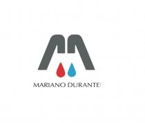 MARIANO DURANTE S.R.L.DUE TUBI GRIGI PIEGATI A FORMA DI M CON DUE GOCCE D ACQUA, UNA A SX ROSSA RAFFIGURA L ACQUA