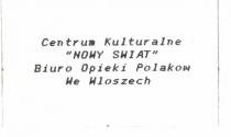 centrum kulturalne nowy swiat biuro opieki polakow wloszech kulturalne; virgolettato swiat; lakow;