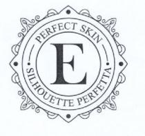 Marchio figurativo, dalla forma tondeggiante, composto dalle parole Perfect Skin la cui traduzione in italiano è Pelle Perfetta e Silhouette