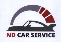 ND CAR SERVICEIL LOGO E COMPOSTO DA UNA SAGOMA DI AUTO SPORTIVA DI COLORE GRIGIO SCURO SORMONTATA DA UNA SCALA