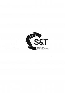 Logotipo costituito da monogramma S T, descrittore Service Technologies Servizio Tecnologie e simbolo / icona.Il simbolo, che costituisce una