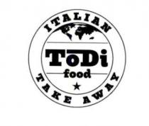 TODI FOOD ITALIAN TAKE AWAY - Il marchio è costituito dalla dicitura TODI FOOD, con font inedito, posizionata su due