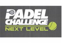 IL MARCHIO CONSISTE NELLA SCRITTA PADEL CHALLENGE NEXT LEVEL COSI SUDDIVISO: IN ALTO LA PAROLA PADEL DI COLORE BIANCO, CON