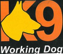 K9 WORKING DOG - K9 CANE DA LAVORO. Il marchio è costituito dalla scritta K9 working dog su sfondo nero