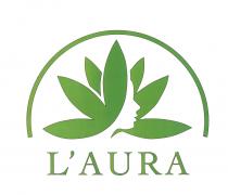 L AURA: il marchio consiste nella scritta L AURA in stampatello font Cochin di colore RGB 149,193,31e RGB 63,171,53 e con filettatutura