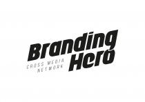 Il logo è composto dal nome Branding Hero e dal pay-off Cross Media Network . Il logotipo Branding Hero è inclinato