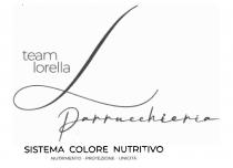 TEAM LORELLA PARRUCCHIERIA SISTEMA COLORE NUTRITIVO NUTRIMENTO - PROTEZIONE - UNICITA CONSISTE NELLA SCRITTA DI COLORE NERO TEAM LORELLA FONT DI