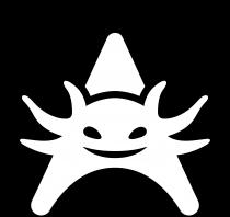Il logo contiente una figura stilizzata di fantasia che rappresenta un axolotl Il logo contiene una figura stilizzata di fantasia che rappresenta un axolotl