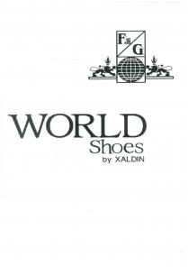 WORLD shoes by AXALDIN WORLD A CARATTERE STAMPATELLO, shoes in piccolo e in corsivo, sotto la parola shoes, la parola