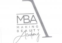 SCRITTA MBA ALL INTERNO DI DUE LINEE RETTE. SOTTO A MBA VI E LA SCRITTA MAKING BEAUTY ACADEMY, IL TUTTO DELIMITATO