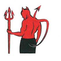 il marchio rappresenta un diavolo di colore rosso e nero girato di spalle con una corporatura atletica e muscolosa. Ha