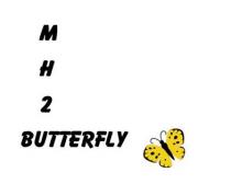 MH2 BUTTERFLY : LA SIGLA MH2 E IN COLORE NERO CON FONT PERSONALIZZATO MH25, SU SFONDO BIANCO E ABBINATO