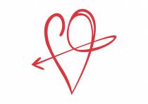 il marchio è rappresentato da un cuore disegnato con una freccia che lo attraversa, disegnata utilizzando lo stesso tratto del