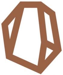 Il marchio consiste nell immagine di un sasso a forma di ettagono irregolare, dal bordo di colore bronzo, al cui interno