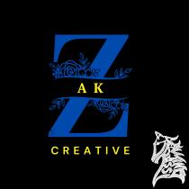 Marchio figurativo costituito dalla dicitura ZAK CREATIVE, al centro della lettera Z essendo presenti le lettere A K e dei