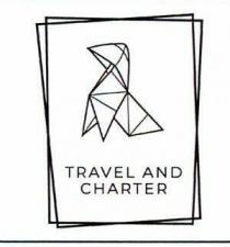 Il logo è composto da logotipo e pittogramma. Il logotipo mostra il nome TRAVEL AND CHARTER realizzato con font Montserrat