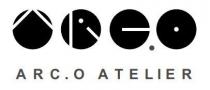 ARC.O ATELIER - Il marchio rappresenta la scritta Arco Atelier con sopra un logo che rappresenta inmaniera simbolica la scritta