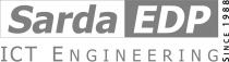 Il marchio consiste nelle parole Sarda EDP ICT ENGINEERING SINCE 1988 in italiano Sarda EDP INGEGNERIA ICT DAL 1988, in