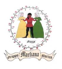 Il marchio rappresenta tre danzanti due donne in costume medievale di color giallo verde ed un uomo posto di schiena