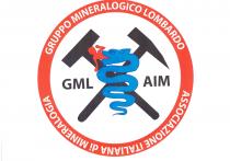 IL LOGO RAPPRESENTA IL GRUPPO MINERALOGICO LOMBARDO ASSOCIAZIONE ITALIANA DI MINERALOGIA. IL LOGO DEL GML-AIM, NELLA PARTE ESTERNA VI E