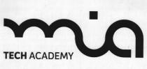 Il marchio Mia Tech Academy è composto da soli nr. 2 elementi. Il segno grafico mia è disegnato con una