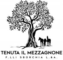 MARCHIO COSTITUITO DALL IMMAGINE STILIZZATA DI UN ALBERO DI OLIVO CON TRE CAVALLI ASSOCIATA ALLE PAROLE TENUTA IL MEZZAGNONE F.LLI SBORCHIA