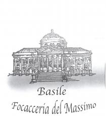 Basile Focacceria del Massimo. Il logo è composto della figura stilizzata del Teatro Massimo con sotto la scritta Focacceria del