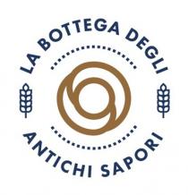 Logo di forma circolare con la dicitura La Bottega degli Antichi Sapori separata da due spighe stilizzate.All interno in un secondo