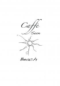 CAFFE SUN BEACH che in italiano significa caffè spiaggia del sole IL MARCHIO E RAPPRESENTATO DALLA PAROLA CAFFE SCRITTA IN CARATTERE