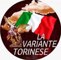 SIMBOLO CIRCOLARE CONTENENTE DISEGNI SFONDO ROSSO MARRONE NUVOLE ROSA BIANCO TRICOLORE NAZIONALE NASCENTE DA FIGURA DI SAN MICHELE ARCANGELO CHE