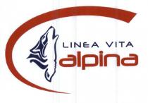 IL MARCHIO E COSTITUITO DALLA DICITURA LINEA VITA ALPINA NEI COLORI BLU E ROSSO, SUL LATO SX TROVIAMO L IMMAGINE DI