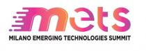 METS MILANO EMERGING TECHNOLOGIES SUMMIT figura a colori. Il marchio è composto dalla dicitura METS MILANO EMERGING TECHNOLOGIES SUMMIT in