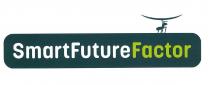 SMART FUTURE FACTOR: SCRITTA DIVISA IN DUE COLORI SOPRA UN RIQUADRO COLOR OTTANIO. SMART FUTURE È SCRITTO IN BIANCO, FACTOR