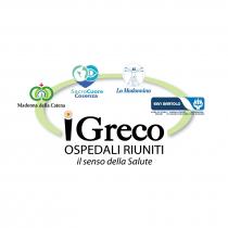 IGRECO OSPEDALI RIUNITI: Testo IGRECO OSPEDALI RIUNITI IL SENSO DELLA SALUTE sovrastato da un anello sul quale sono posizionati le