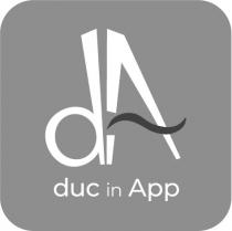 Il marchio è costituito dalla dicitura duc in app racchiusa in un quadrato con angoli smussati e sormontata da una
