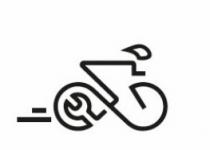Il marchio è costituito dalla sagoma di un ciclista in sella alla propria bici la cui figura è realizzata mediante