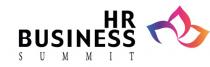 HR BUSINESS SUMMIT e figura a colori. Il marchio è costituito dalla dicitura HR BUSINESS SUMMIT in grafia particolare, posta