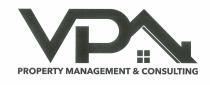 VP PROPERTY MANAGEMENT CONSULTING SCRITTA VP A CARATTERI MAIUSCOLI NELLA PARTE SUPERIORE SINISTRA CON A SEGUIRE NELLA PARTE DESTRA