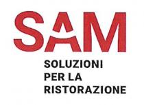 IL MARCHIO FIGURATIVO SI COMPONE DI UNA SCRITTA DI FANTASIA SAM, DI COLORE ROSSO SCRITTA IN STAMPATELLO MAIUSCOLO STILIZZATA, E