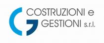 il marchio è caratterizzato dalla scritta COSTRUZIONI E GESTIONI SRL su due livelli. A sinistra è raffigurata una G stilizzata.
