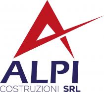Scritta Alpi al centro del logo.Sotto la scritta Alpi vi è la scritta Costruzioni srl .Sopra la scritta Alpi vi è