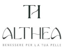 ALTHEA (nome di fantasia) BENESSERE PER LA TUA PELLE sormontato da TH stilizzato