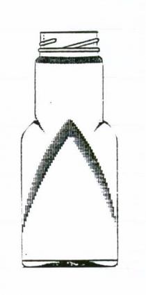 CONSISTE IN UNA BOTTIGLIA: COLLO CIRCOLARE, FUSTO A FORMA CIRCOLARE RASTREMATO A STELLA A QUATTRO PUNTE A DUE A DUE, CONSISTE IN UNA BOTTIGLIA: COLLO CIRCOLARE, FUSTO A FORMA CIRCOLARE RASTREMATO A STELLA A QUATTRO PUNTE A DUE A DUE, CHE VISTE IN TRASPARENZA FORMANO UN LAMBDA GRECO CONSISTE IN UNA BOTTIGLIA: COLLO CIRCOLARE, FUSTO A FORMA CIRCOLARE RASTREMATO A STELLA A QUATTRO PUNTE A DUE A DUE