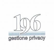 IL MARCHIO CONSISTE SOSTANZIALMENTE DI DUE ELEMENTI: -L INSIEME DI NUMERI 196 DA LEGGERSI NELLA SEQUELA UNO NOVE SEI E/O CENTONOVANTASEI,CON RIELABORAZIONE MARCHIO CONSISTE SOSTANZIALMENTE DI DUE ELEMENTI: -L INSIEME DI NUMERI 196 DA LEGGERSI NELLA SEQUELA UNO NOVE SEI E/O CENTONOVANTASEI,CON RIELABORAZIONE DEL CARATTERE TIMES,TUTTI ATTACCATI,L UNO E IL SEI SU UN UNICO LIVELLO MENTRE IL NOVE CENTRALE LEGGERMENTE ABBASSATO E APPOGGIATO IN sovrapposizione,NELLA PARTE INFERIORE,SU DUE FILETTI,DI LUNGHEZZA UGUALE FRA LORO MA SUPERIORE RISPETTO ALLA LUNGHEZZA DELLA PAROLA 196 E DEI QUALI QUELLO SUPERIORE E PIU SOTTILE E QUELLO INFERIORE E PIU GROSSO. -L ESPRESSIONE GESTIONE PRIVACY IN CARATTERE TIMES ROMAN SOTTO L INSIEME DEI NUMERI. IL MARCHIO CONSISTE SOSTANZIALMENTE DI DUE ELEMENTI:-L INSIEME DI NUMERI 196 DA LEGGERSI NELLA SEQUELA UNO NOVE SEI E/O CENTONOVANTASEI,CON RIELABORAZIONE