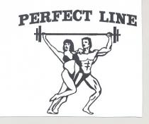 IL MARCHIO CONSISTE NELLA DICITURA PERFECT LINE SOVRASTANTE UNA FIGURA COMPOSTA DA UN UOMO ATLETICO IN SLIP NERI ABBRACCIATO AD IL MARCHIO CONSISTE NELLA DICITURA PERFECT LINE SOVRASTANTE UNA FIGURA COMPOSTA DA UN UOMO ATLETICO IN SLIP NERI ABBRACCIATO AD UNA DONNA ATLETICA IN SLIP E REGGISENO NEI CHE MANTENGONO, IN POSA DA CULTURISTI, UN BILANCIERE NERO CON DUE DISCHI DI PESI, SOLLEVATO SULLE LORO TESTE, L UOMO CON LA MANO SINISTRA E LA DONNA CON LA MANO DESTRA.